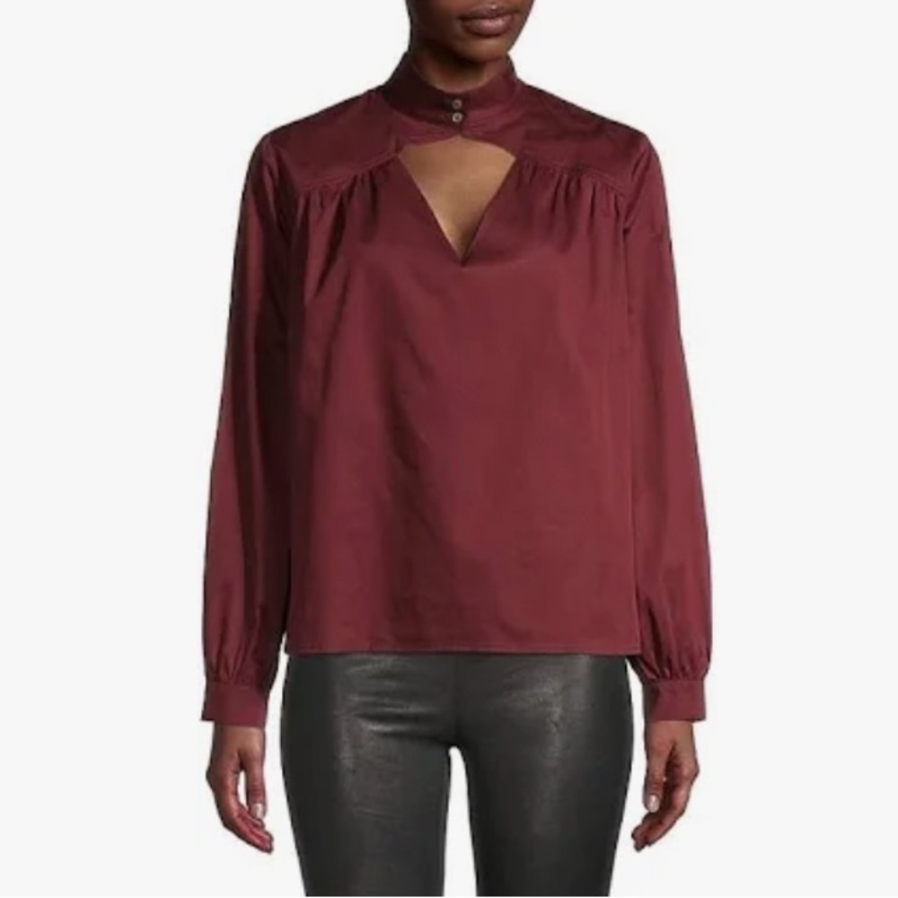 Harshman | Corpcore Date Night Keyhole Maroon Button Down Shirt Burgundy | 2X